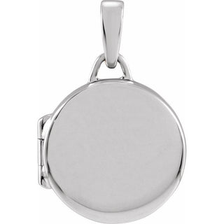 14K White Round Locket Pendant