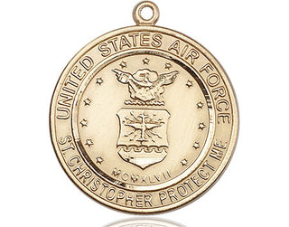 14kt Gold Filled Air Force St Christopher Medal Engraved Catholic Saint Jewelry