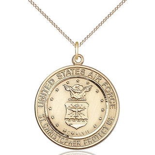 14kt Gold Filled Air Force St Christopher Medal Catholic Jewelry Engraved Catholic Saint Jewelry
