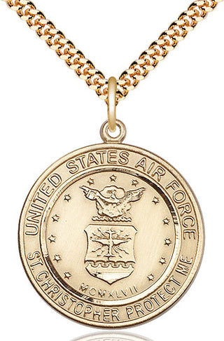 14kt Gold Filled Air Force St Christopher Medal Catholic Jewelry Engraved Catholic Saint Jewelry