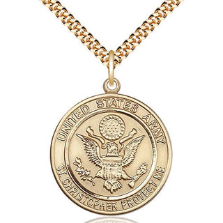 14kt Gold Filled Army St Christopher Medal Catholic Jewelry Engraved Catholic Saint Jewelry
