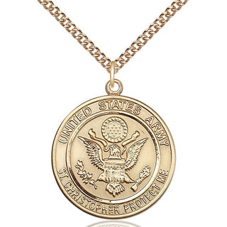 14kt Gold Filled Army St Christopher Medal Catholic Jewelry Engraved Catholic Saint Jewelry