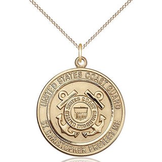 14kt Gold Filled Coast Guard St Christopher Medal Catholic Jewelry Engraved Catholic Saint Jewelry