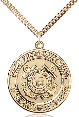 14kt Gold Filled Coast Guard St Christopher Medal Catholic Jewelry Engraved Catholic Saint Jewelry
