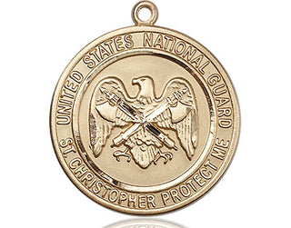 14kt Gold Filled National Guard St Christopher Medal Engraved Catholic Saint Jewelry