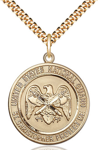 14kt Gold Filled National Guard St Christopher Medal Catholic Jewelry Engraved Catholic Saint Jewelry