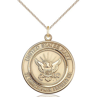 14kt Gold Filled Navy St Christopher Medal Catholic Jewelry Engraved Catholic Saint Jewelry