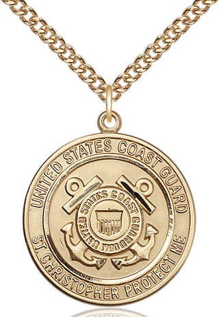 14kt Gold Coast Guard St Christopher Medal Engraved Catholic Saint Jewelry