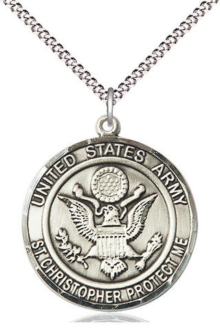 Sterling Silver Army St Christopher Medal Catholic Jewelry Engraved Catholic Saint Jewelry