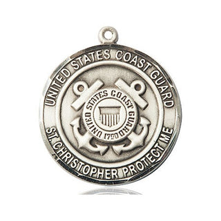 Sterling Silver Coast Guard St Christopher Medal Engraved Catholic Saint Jewelry