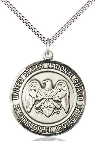 Sterling Silver National Guard St Christopher Medal Catholic Jewelry Engraved Catholic Saint Jewelry