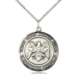 Sterling Silver National Guard St Christopher Medal Catholic Jewelry Engraved Catholic Saint Jewelry