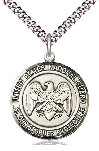 Sterling Silver National Guard St Christopher Medal Catholic Jewelry Engraved Catholic Saint Jewelry