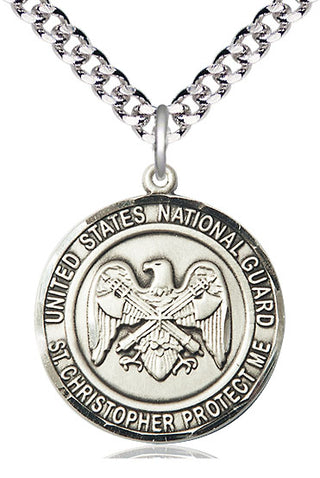 Sterling Silver National Guard St Christopher Medal Catholic Jewelry Engraved Catholic Saint Jewelry