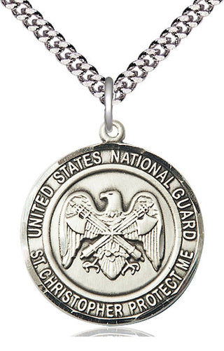 Sterling Silver National Guard St Christopher Medal Catholic Jewelry Engraved Catholic Saint Jewelry