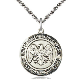 Sterling Silver National Guard St Christopher Medal Catholic Jewelry Engraved Catholic Saint Jewelry