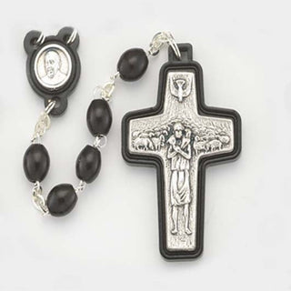 6X7MM Oval Blackwood Bead Pope Francis Rosary