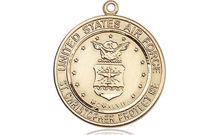 14kt Gold Filled Air Force St Christopher Medal Engraved Catholic Saint Jewelry