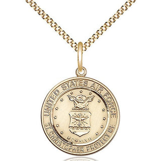 14kt Gold Filled Air Force St Christopher Medal Religious Jewelry Engraved Catholic Saint Jewelry