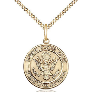 14kt Gold Filled Army St Christopher Medal Religious Jewelry Engraved Catholic Saint Jewelry