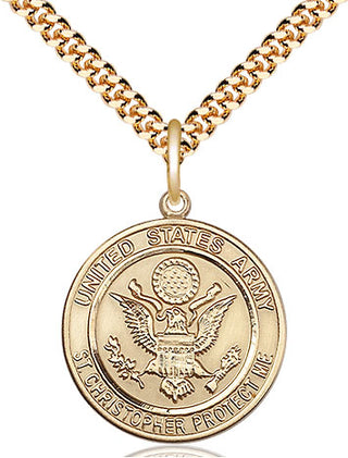 14kt Gold Filled Army St Christopher Medal Religious Jewelry Engraved Catholic Saint Jewelry