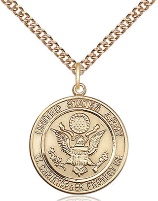14kt Gold Filled Army St Christopher Medal Religious Jewelry Engraved Catholic Saint Jewelry