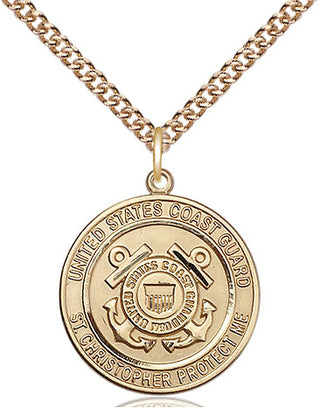 14kt Gold Filled Coast Guard St Christopher Medal Religious Jewelry Engraved Catholic Saint Jewelry
