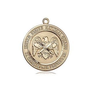 14kt Gold Filled National Guard St Christopher Medal Engraved Catholic Saint Jewelry