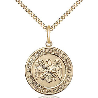 14kt Gold Filled National Guard St Christopher Medal Religious Jewelry Engraved Catholic Saint Jewelry