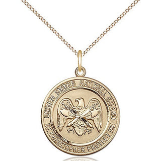 14kt Gold Filled National Guard St Christopher Medal Religious Jewelry Engraved Catholic Saint Jewelry