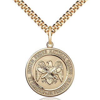 14kt Gold Filled National Guard St Christopher Medal Religious Jewelry Engraved Catholic Saint Jewelry