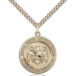 14kt Gold Filled National Guard St Christopher Medal Religious Jewelry Engraved Catholic Saint Jewelry