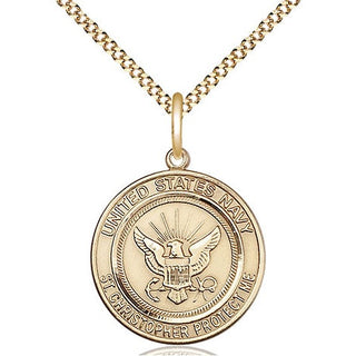 14kt Gold Filled Navy St Christopher Medal Religious Jewelry Engraved Catholic Saint Jewelry