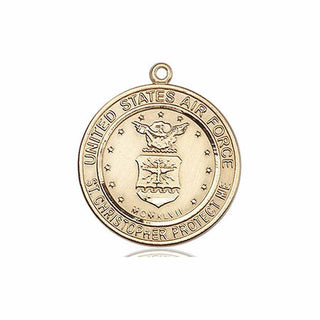 14kt Gold Air Force St Christopher Medal Engraved Catholic Saint Jewelry