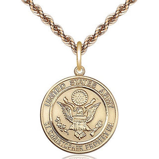 14kt Gold Army St Christopher Medal Engraved Catholic Saint Jewelry