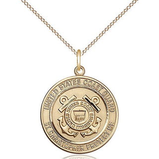 14kt Gold Coast Guard St Christopher Medal Engraved Catholic Saint Jewelry
