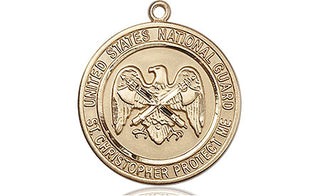 14kt Gold National Guard St Christopher Medal Engraved Catholic Saint Jewelry
