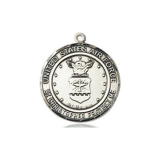 Sterling Silver Air Force St Christopher Medal Engraved Catholic Saint Jewelry