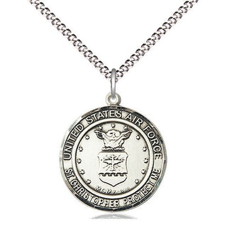 Sterling Silver Air Force St Christopher Medal Religious Jewelry Engraved Catholic Saint Jewelry