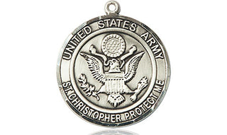 Sterling Silver Army St Christopher Medal Engraved Catholic Saint Jewelry