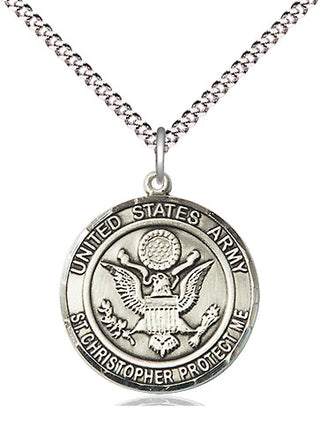 Sterling Silver Army St Christopher Medal Religious Jewelry Engraved Catholic Saint Jewelry