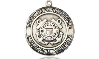 Sterling Silver Coast Guard St Christopher Medal Engraved Catholic Saint Jewelry