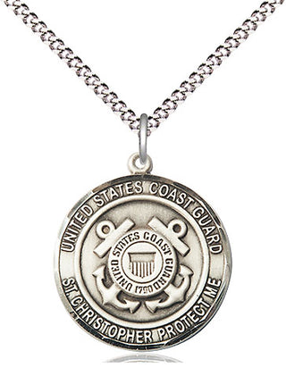 Sterling Silver Coast Guard St Christopher Medal Religious Jewelry Engraved Catholic Saint Jewelry