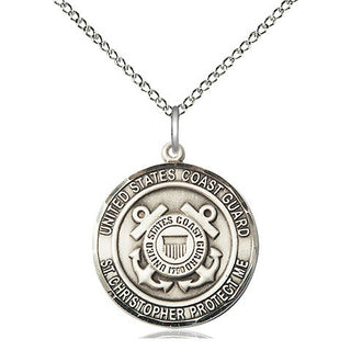 Sterling Silver Coast Guard St Christopher Medal Religious Jewelry Engraved Catholic Saint Jewelry
