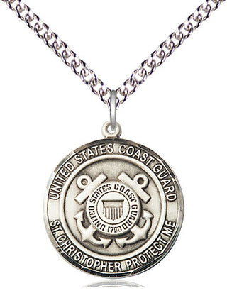 Sterling Silver Coast Guard St Christopher Medal Religious Jewelry Engraved Catholic Saint Jewelry