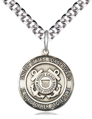 Sterling Silver Coast Guard St Christopher Medal Religious Jewelry Engraved Catholic Saint Jewelry