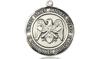 Sterling Silver National Guard St Christopher Medal Engraved Catholic Saint Jewelry