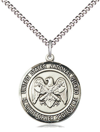 Sterling Silver National Guard St Christopher Medal Religious Jewelry Engraved Catholic Saint Jewelry