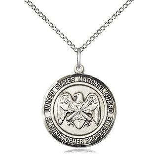 Sterling Silver National Guard St Christopher Medal Religious Jewelry Engraved Catholic Saint Jewelry