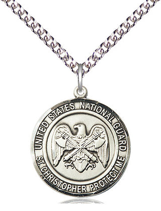 Sterling Silver National Guard St Christopher Medal Religious Jewelry Engraved Catholic Saint Jewelry